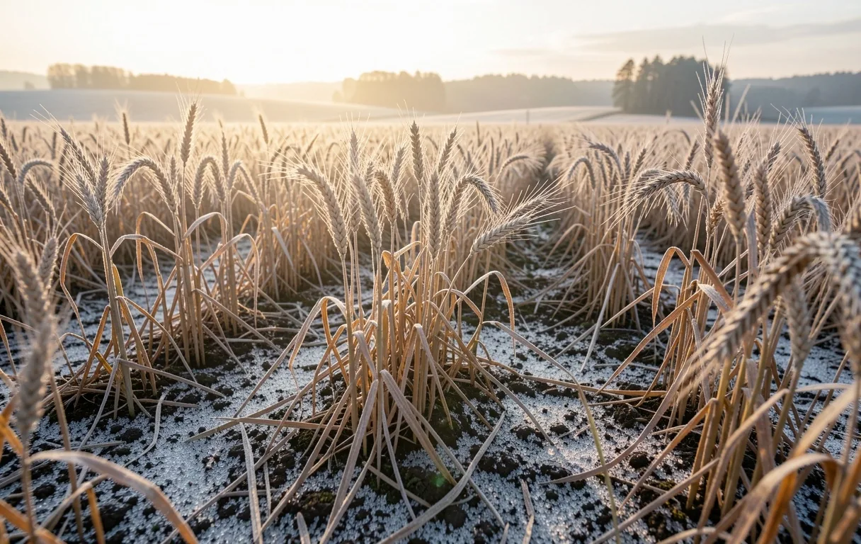 Mrazivé české pole za úsvitu